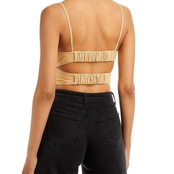 Derek Lam 10 Crosby Linen Gianna Wrap Bustier Tan Crop Top Size 8 Women's - Picture 4 of 15